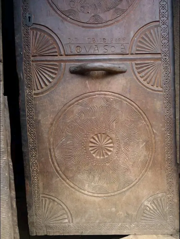 A carved Zafimaniry wooden door